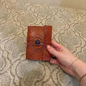 Real German leather Handcrafted Brown Journal with Blue Stone